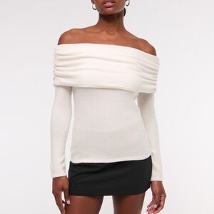 Abercrombie Off-Shoulder Cream Sweater